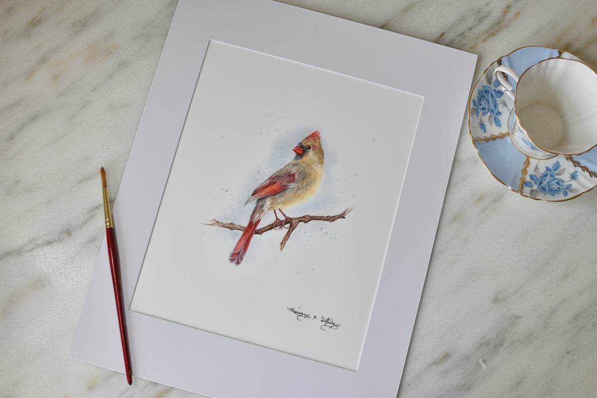 Celine: Female Cardinal: Blue Winter Series